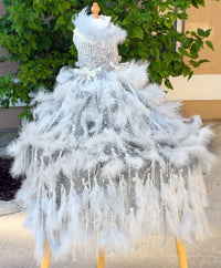 Feather Fantasy Pet Gown | Luxury Dog Dress for Special Occasions