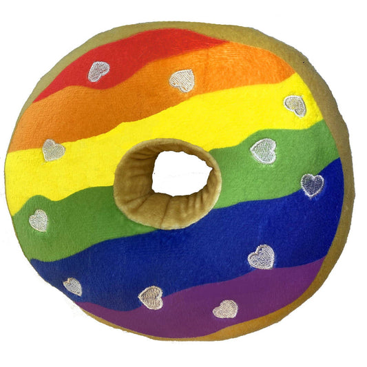 Rainbow Pride Plush Squeaky Donut Dog Toy - 2 Sizes