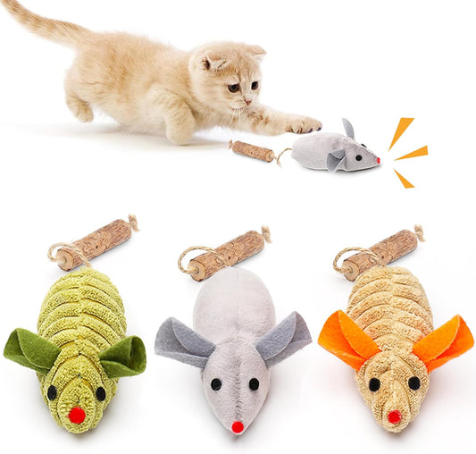 Potaroma Cat Toys  Squeak Mice Interactive Catnip Silvervine