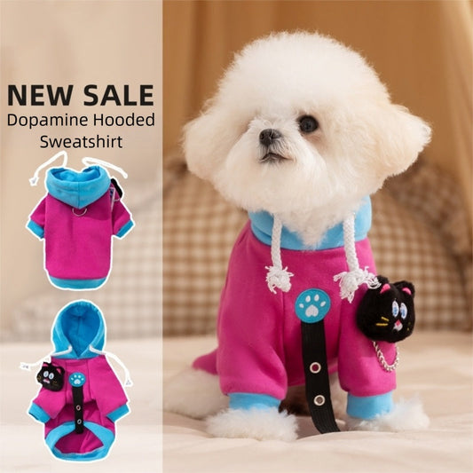 Autumn And Winter Dog Clothes, Color-blocking Hooded Cartoon