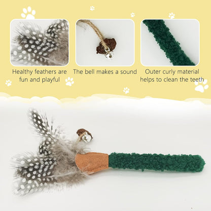 Cat Chew Sticks Catnip Chew Toys With Feather Funny Cat