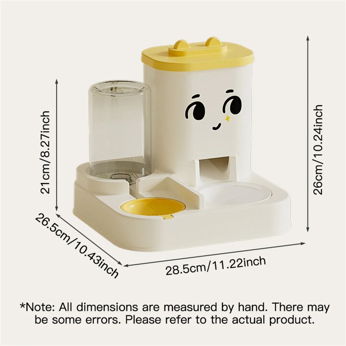 Pet Cartoon Feeding And Watering Dispenser With Large