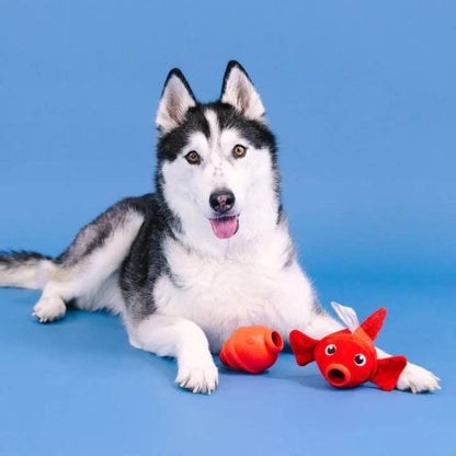 Reel Me In Red Fish Rubber & Plush Dog Toy