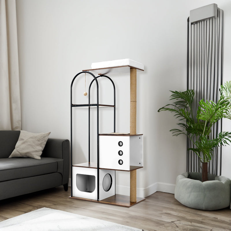 Cat Climbing Framecat Treemodern Cat Tower Multi-level Cat Condo With 1 Caves2 Scratching Postsperchfor Indoor Cats - Purrfect Pet Kingdom