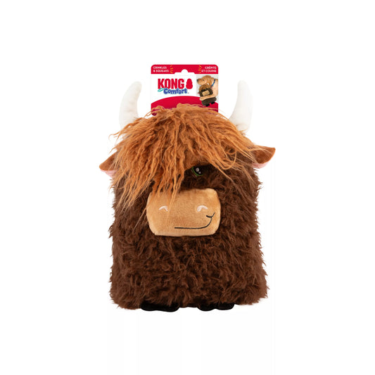 KONG Comfort Jumbo Highland Cow Assorted Plush Dog Toy Play - main product image