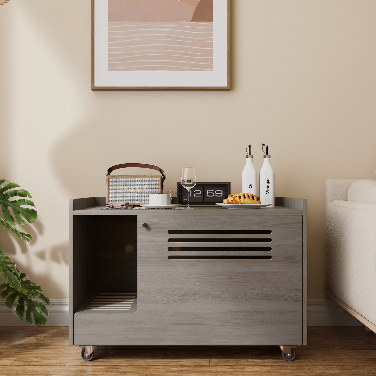 Cat Litter Box Enclosure Hidden Furniture Gray