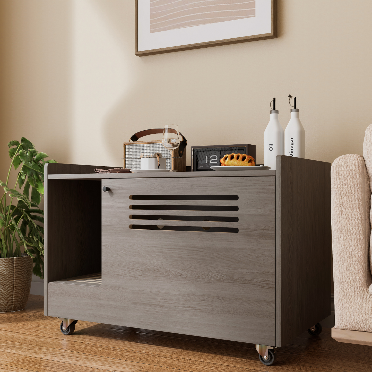 Cat Litter Box Enclosure Hidden Furniture Gray