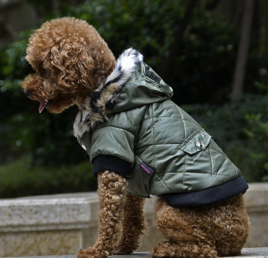 Dog Coat Winter Fur Collar Jacket for Small & Large Dogs