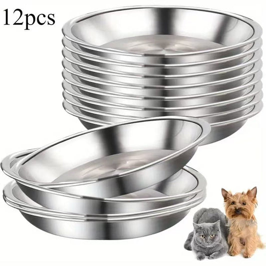 Pet Feeding Cat Food Pet Plate Stainless Steel Thickened