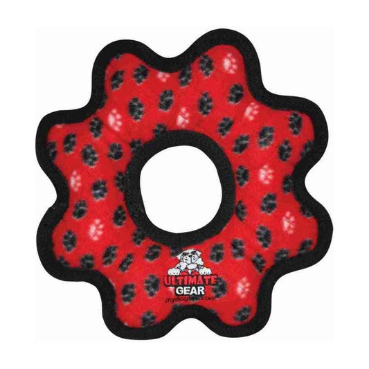 Tuffy Ultimate Gear Ring Red Paws Dog Toy