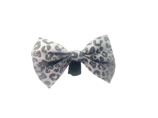 You’re So Glam Leopard Silver Ombre Bow Tie Dog Collar Attachment