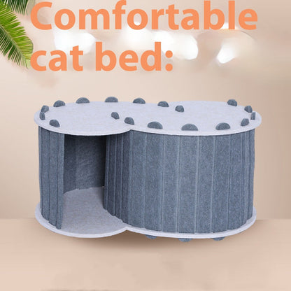 Foldable Felt Cat Scratching Board Nest - Cozy Semi-Closed House