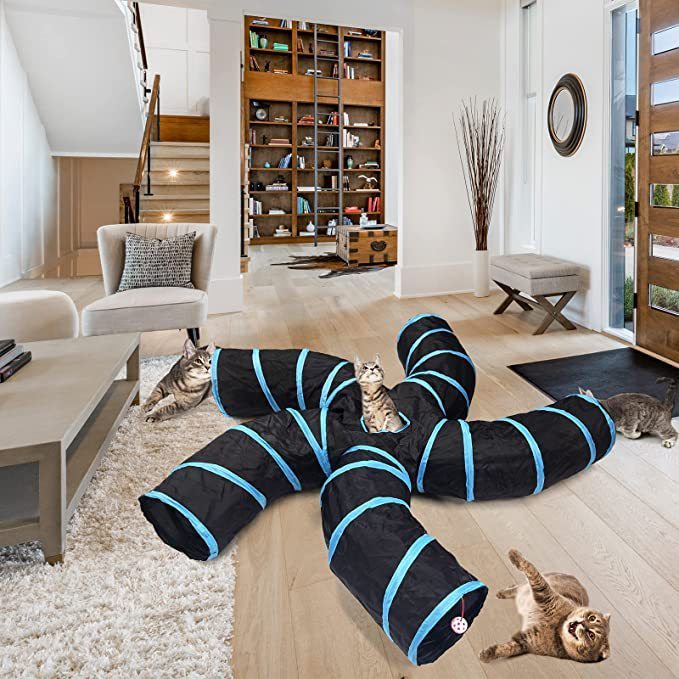 Zhiyi Tree Pattern Collapsible Cat Tunnel Interactive Toy