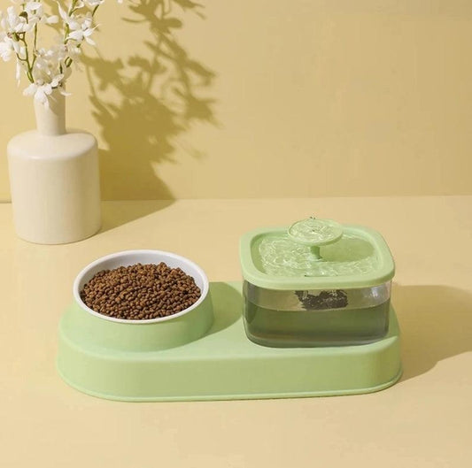 2-in-1 Cat Water Dispenser And Feeding Bowl