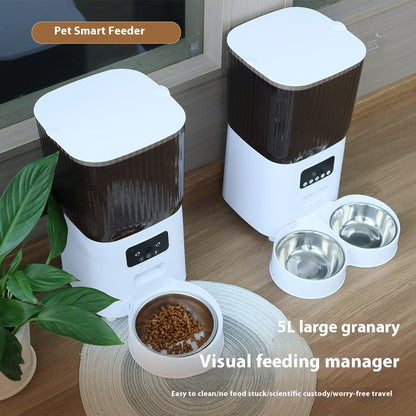 5L Smart WiFi Automatic Pet Feeder with Stainless Steel Bowl