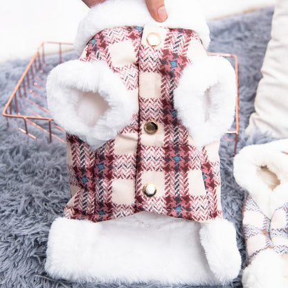 Dog clothing with warmth and plush that can be pulled vest