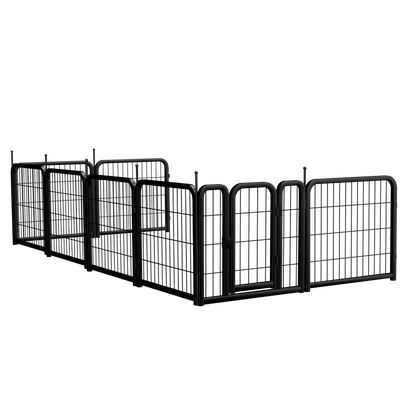 Outdoor dog fence, 8-piece board dog fence. 31 inch portable pet sports fence. Black, 26.3 inches wide x 31.5 inches high.