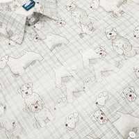 Digital Full Print Cartoon Dog Plaid Short Sleeve Shirt