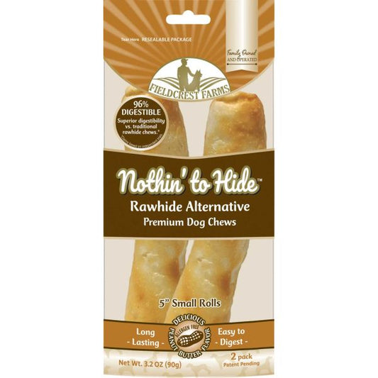 Nothin' To Hide Small Rolls Peanut Butter (5inch 2pk) (3.2oz) - Dog Chews - The Family Pet