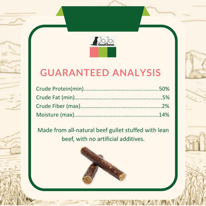 Beef Stuffed Gullet Dog Treats 6 Inch 25 Pack 🦴