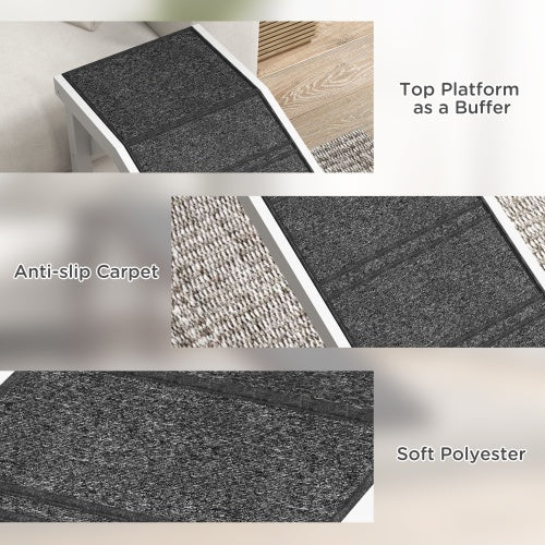 Ramp for Dog Bed - Non-Slip Carpet Pet Ramp with Top Platform