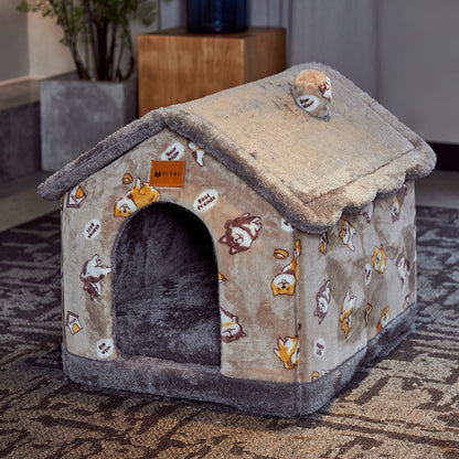 Foldable Dog House Pet Cat Bed Winter Dog Villa Sleep Kennel