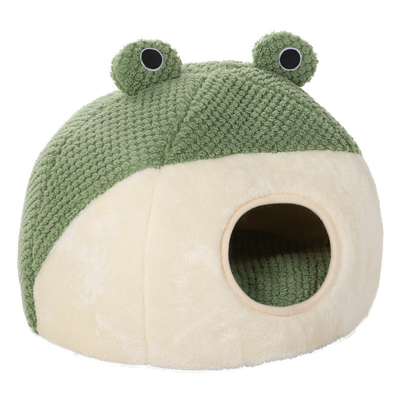 Cozy Frog Plush Pet Bed for Small Dogs and Cats Under 5KG