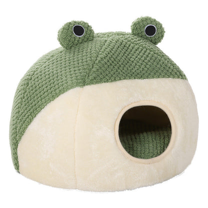 Cozy Frog Plush Pet Bed for Small Dogs and Cats Under 5KG