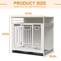 43.3 Inch Wooden Dog Crate Furniture with Divider and