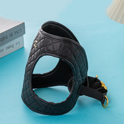 Premium Durable Black Leather Dog Harness for Secure Comfor