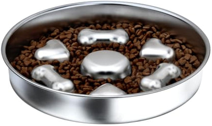 Slow Feeder Dog Bowls  Non-Slip Metal Dog Food Bowls With