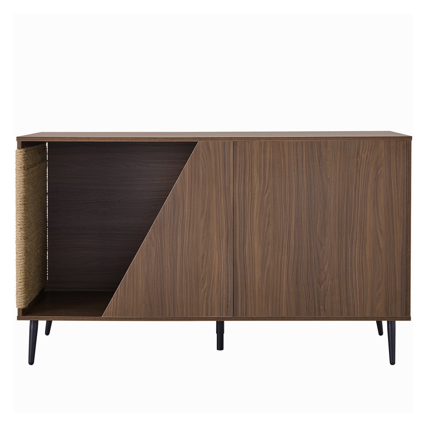 Cat Furniture 2 IN 1 Modern Walnut Cabinet Side Table With