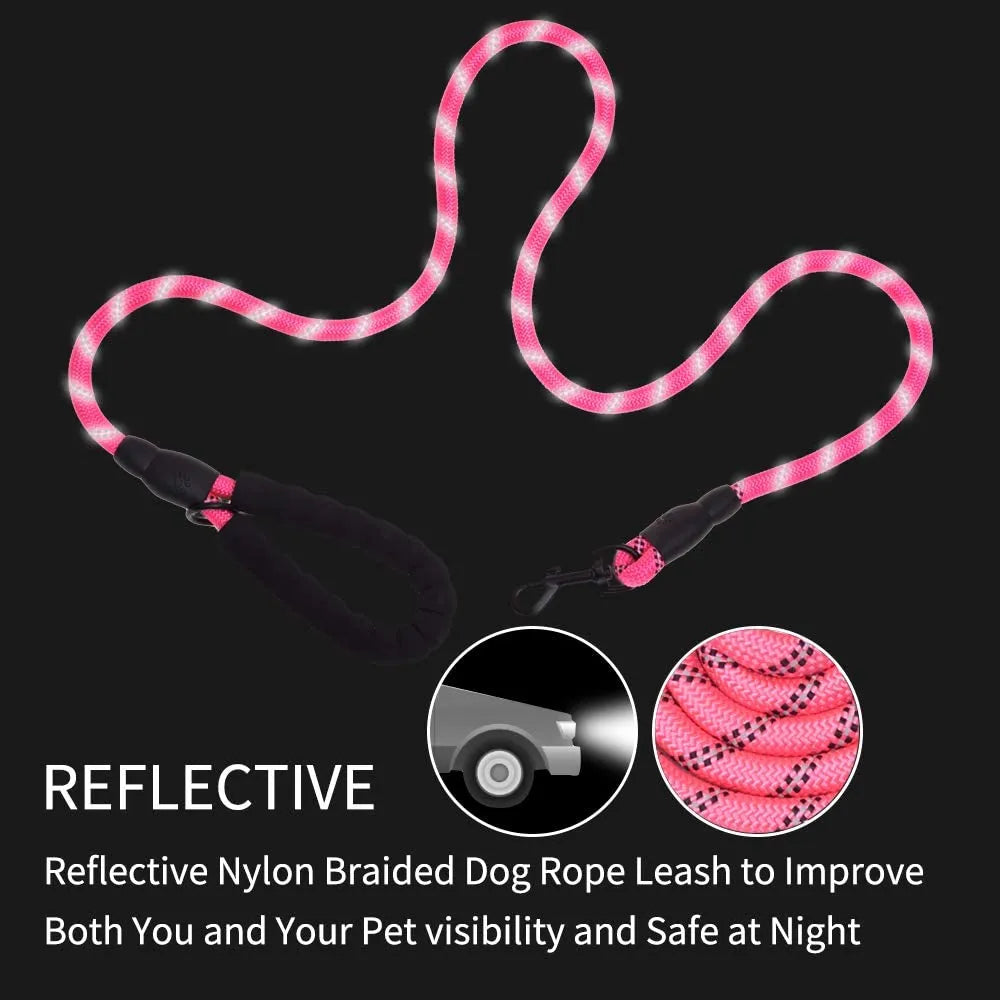 5 FT thick highly reflective red dog leash by Vibhsa, perfect for safe walks with your dog, priced at $11.99.