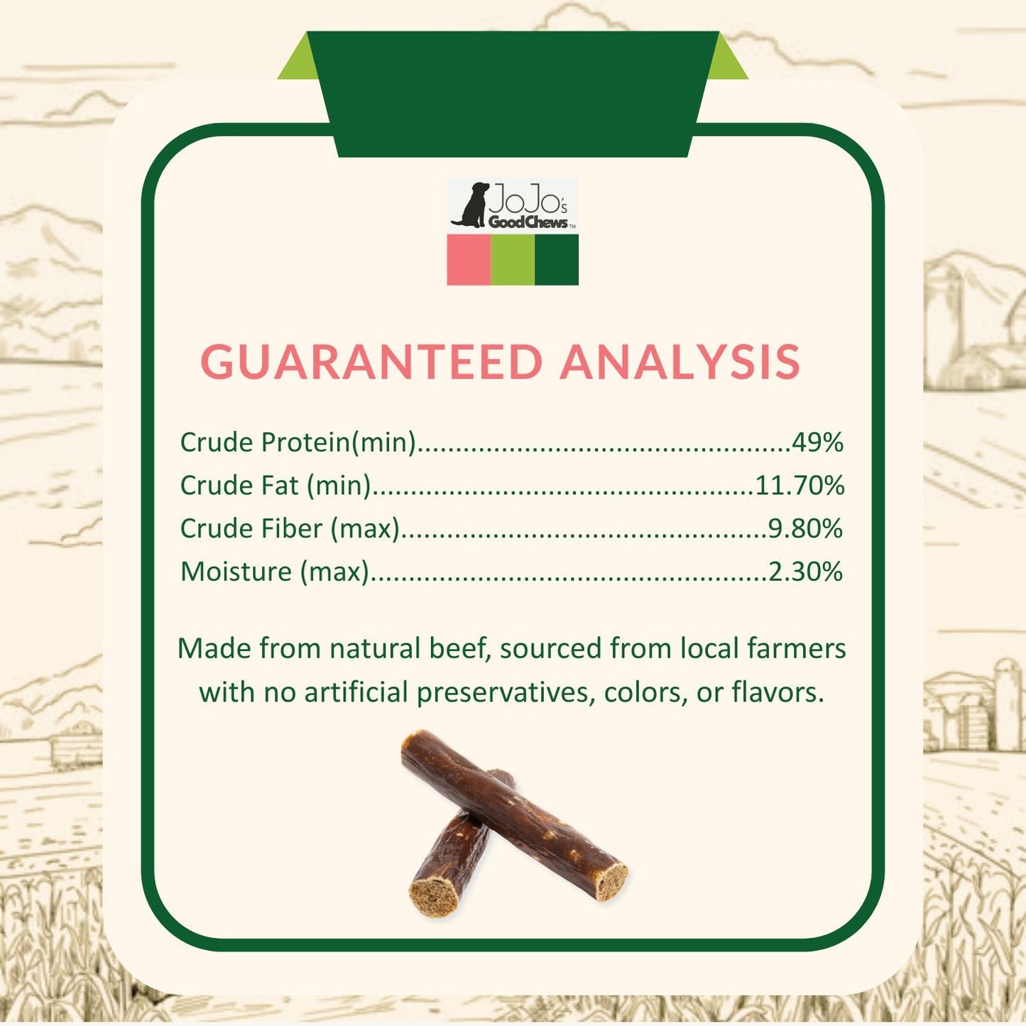 Dog Treats All-Natural Beef Sausage Treats Chews Packed with - size and texture image for dog treats