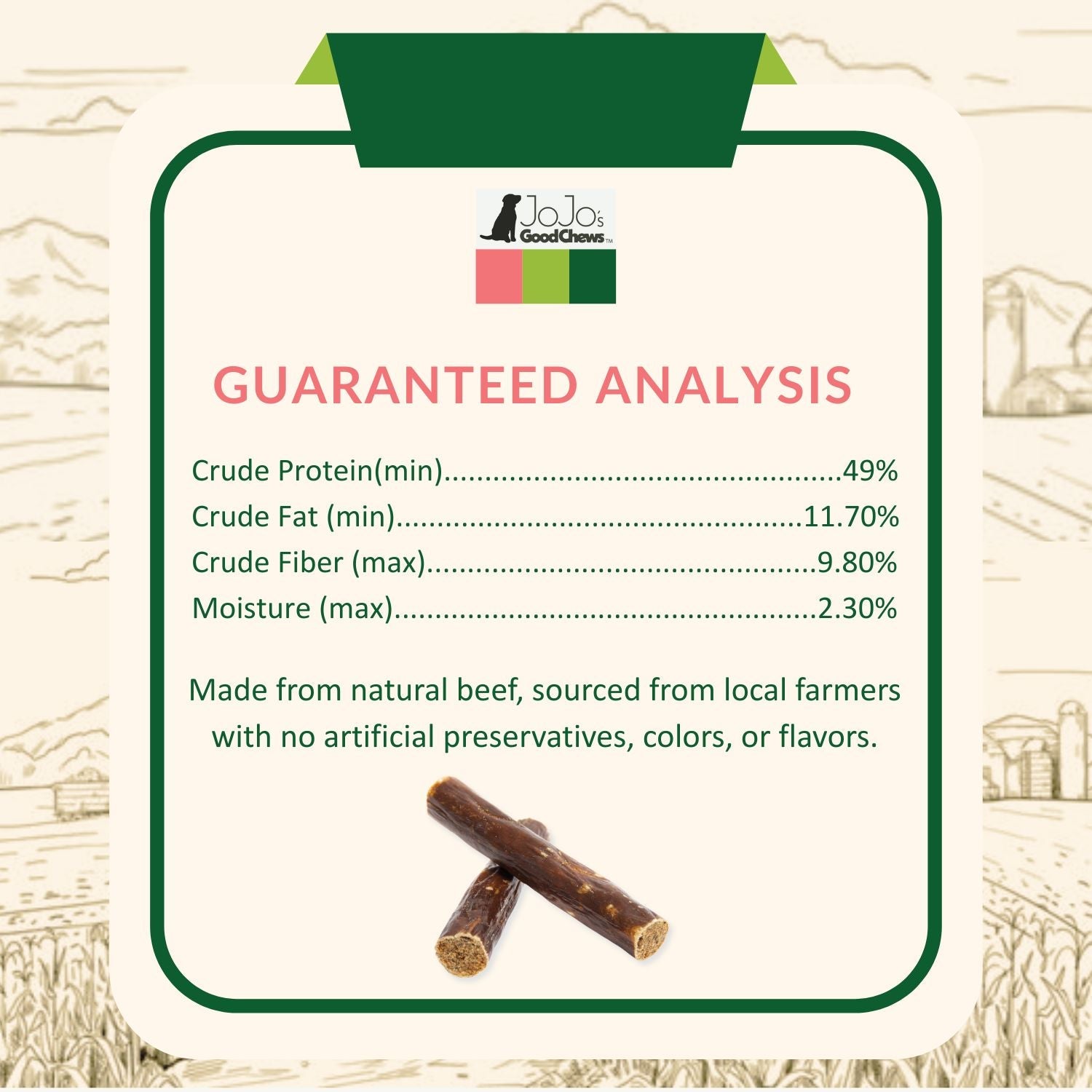 Dog Treats All-Natural Beef Sausage Treats Chews Packed with - size and texture image for dog treats