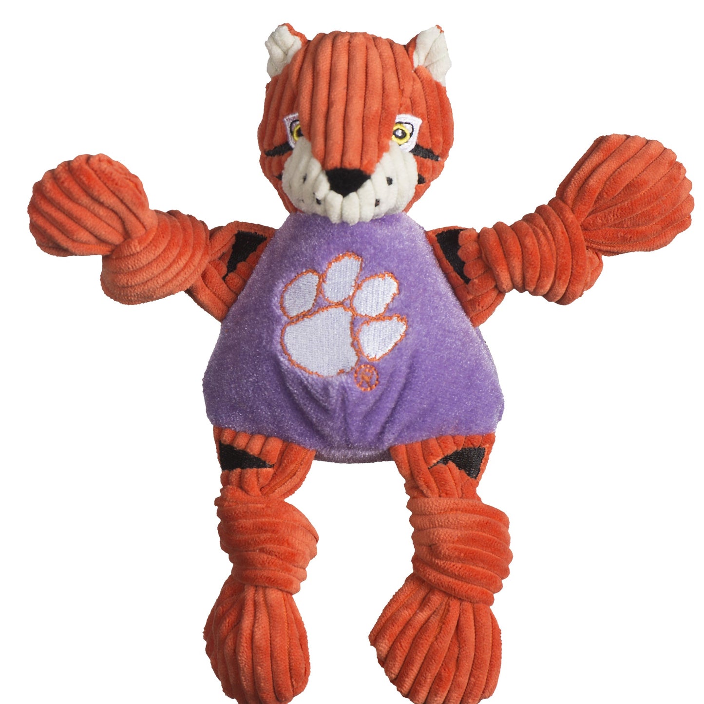 Dog Toy NCAA Clemson University The Tiger Knottie Plush Toy - lifestyle product image for dog toy