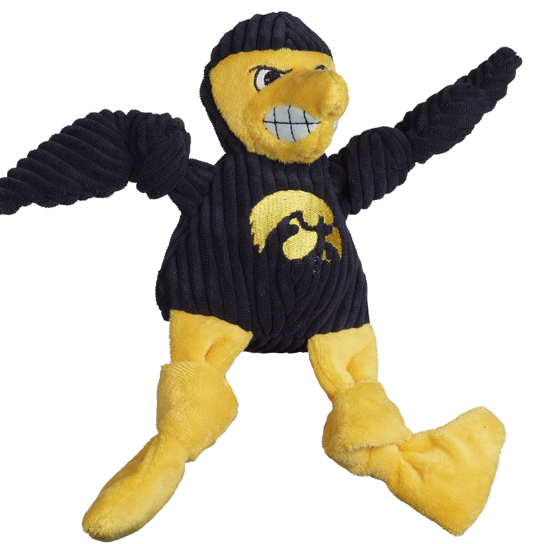 Dog Toy NCAA University of Iowa Herky the Hawk Knottie Essen - lifestyle product image for dog toy