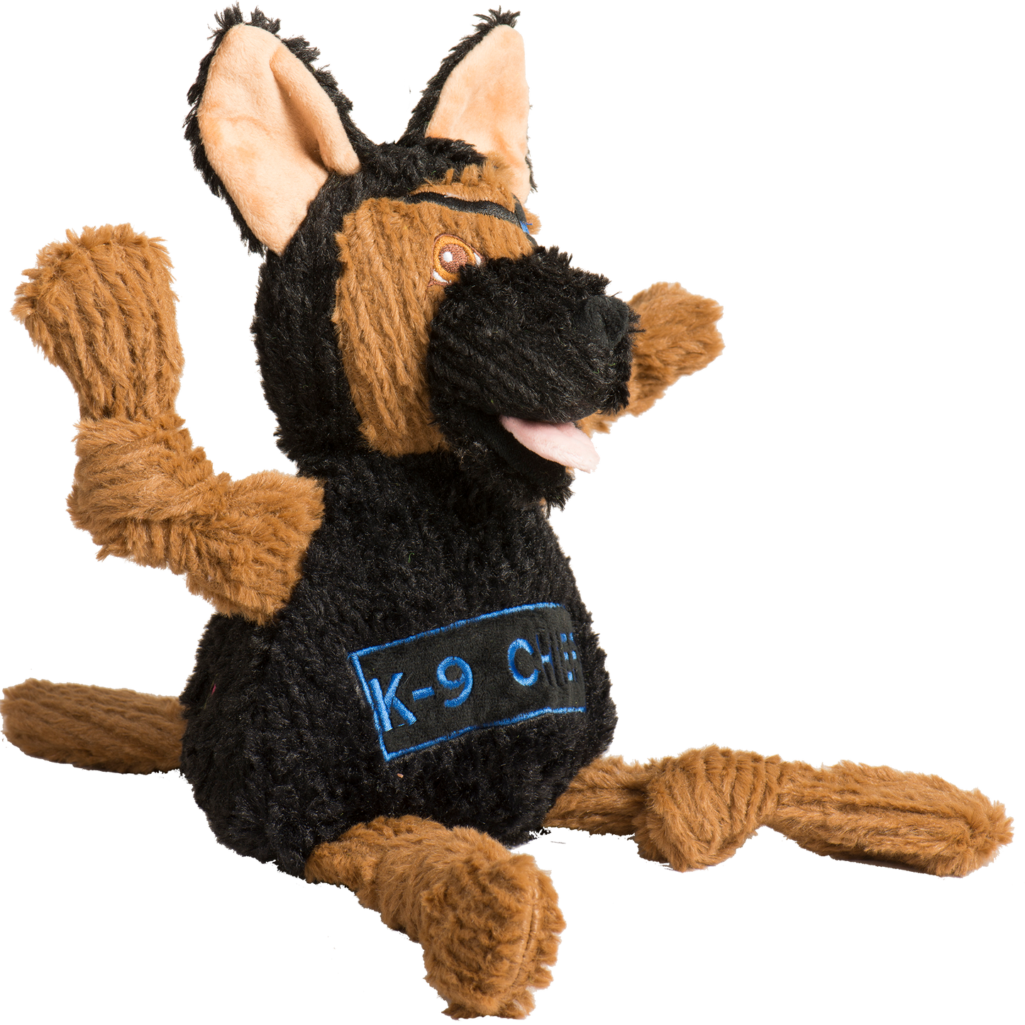 Dog Toy HuggleCause Project K-9 Hero K-9 Chief Knottie Plush - lifestyle product image for dog toy