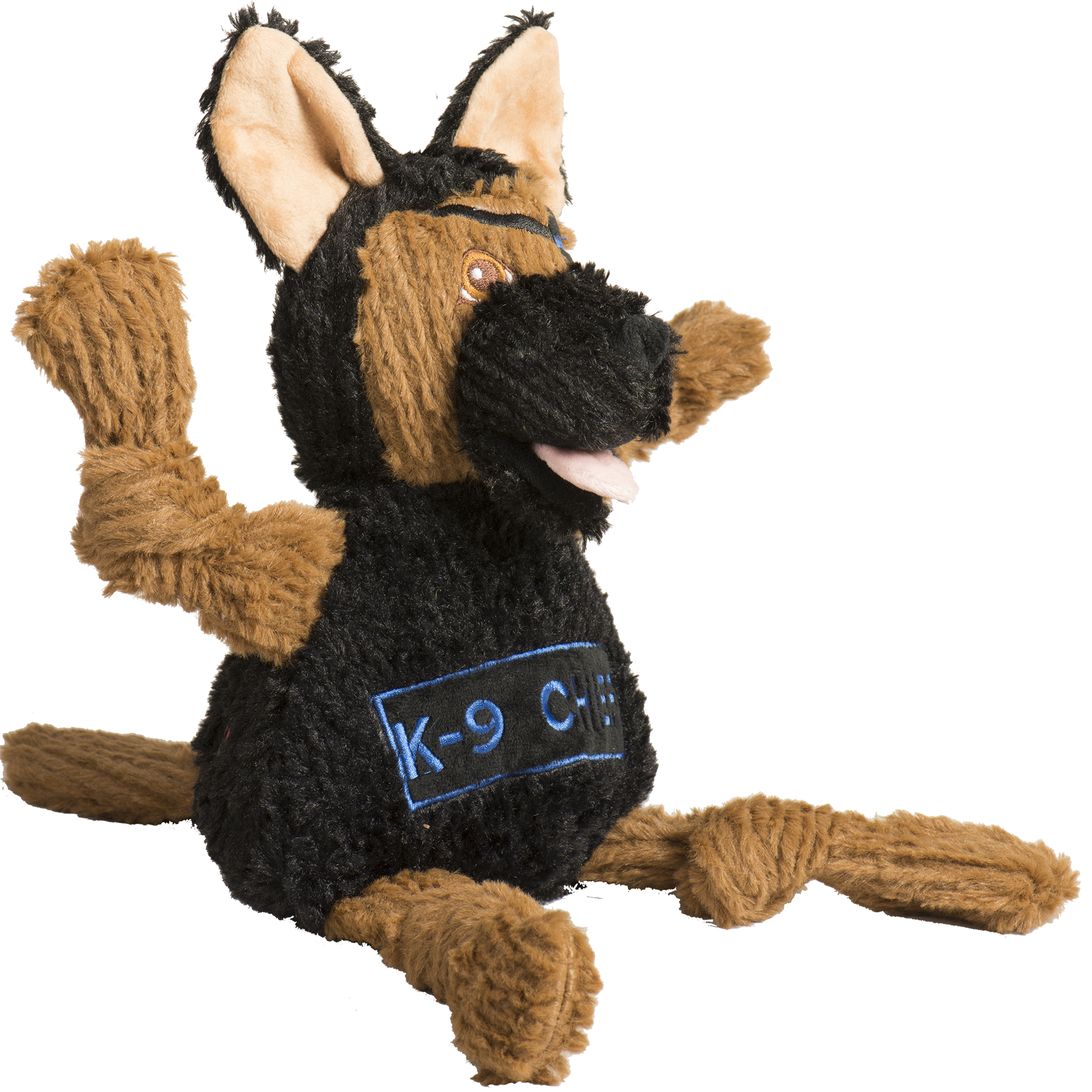 Dog Toy HuggleCause Project K-9 Hero K-9 Chief Knottie Plush - lifestyle product image for dog toy