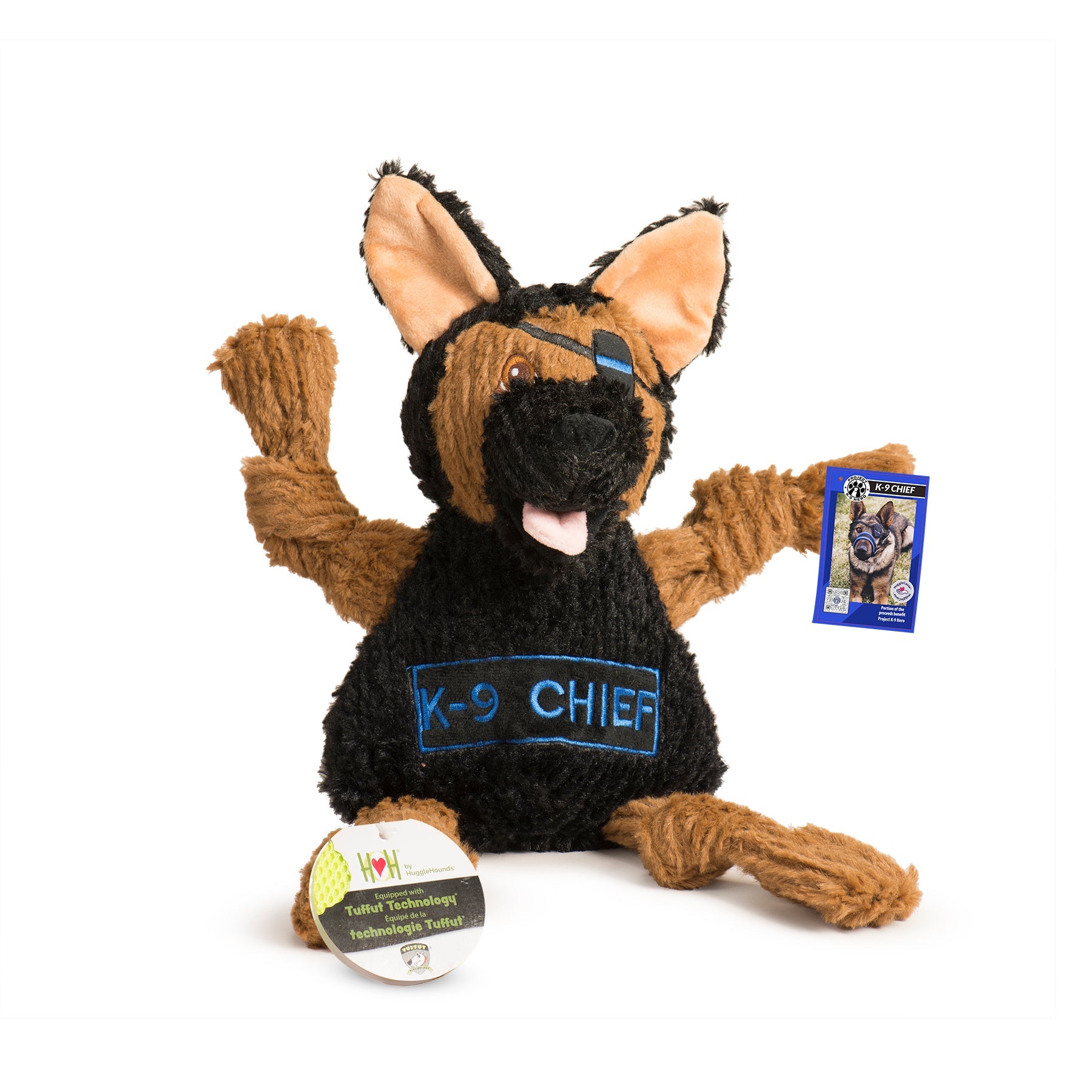 Dog Toy HuggleCause Project K-9 Hero K-9 Chief Knottie Plush - detail product image for dog toy