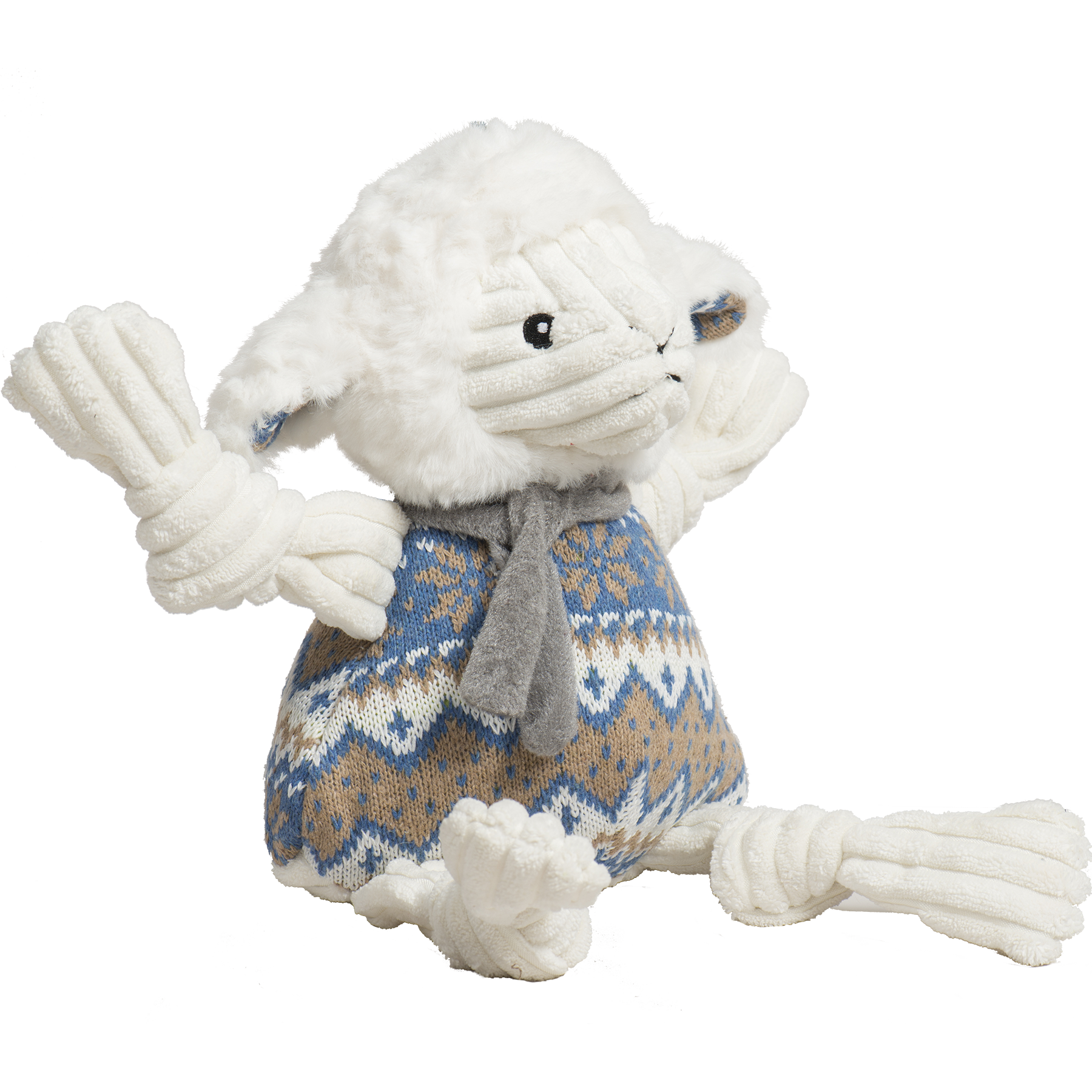 Dog Toy Leo Lamb Plush Toy Knottie for Daily Use for Comfort - close up product image for dog toy