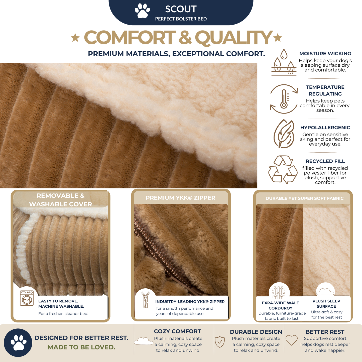 Purrfect Kingdom™ - Scout Bolster Pet Comfort Bed