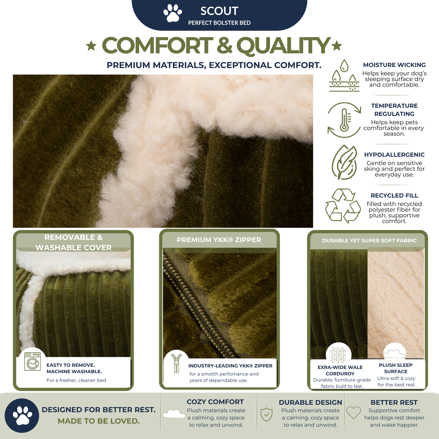 Purrfect Kingdom™ - Scout Bolster Pet Comfort Bed