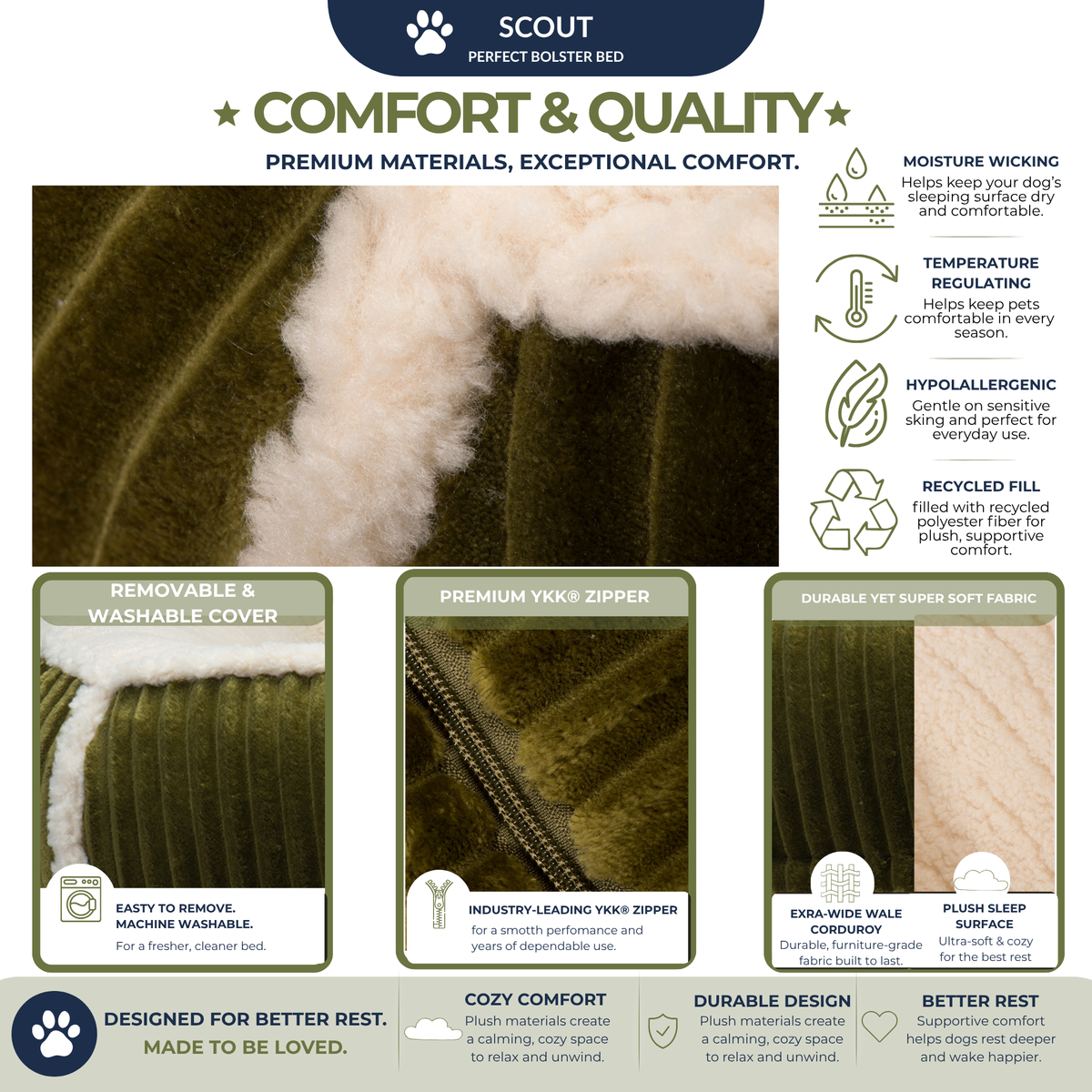 Purrfect Kingdom™ - Scout Bolster Pet Comfort Bed