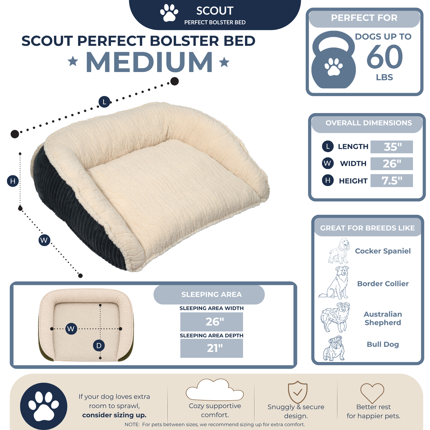 Purrfect Kingdom™ - Scout Bolster Pet Comfort Bed
