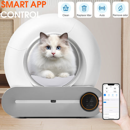 Automatic cleaning, eliminates odors, supports WiFi application control, intelligent automatic cat litter box with padding at Purrfect Pet Kingdom
