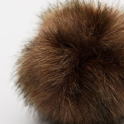 Purrfect Pet Kingdom Fur Ballie: close-up of a soft, fluffy brown and tan cat toy with dense heirloom-quality fur.
