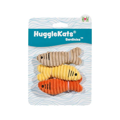 Interactive Crinkly Sardine Trio Plush Toys for Active Cats