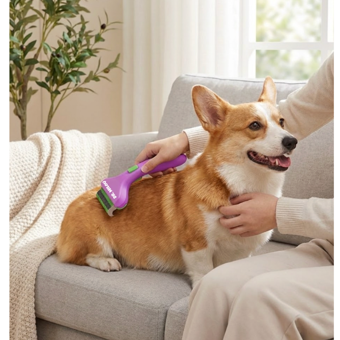 Purrfect Pet Kingdom CalmCare Grooming Brush with One-Click Fur Release by Dr. Mi (Default Title) - Premium Pet Grooming