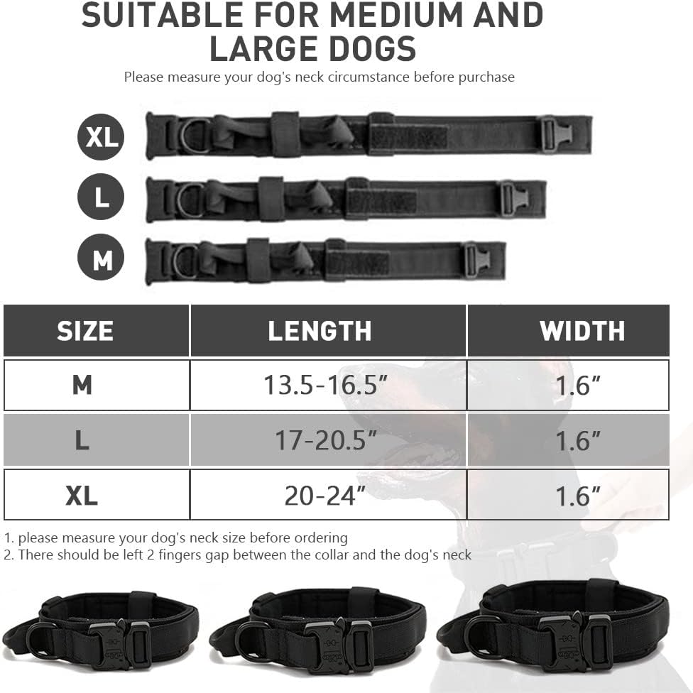 Dog collar+leash set Military-Style Tactical Nylon Collar for Large dogs
